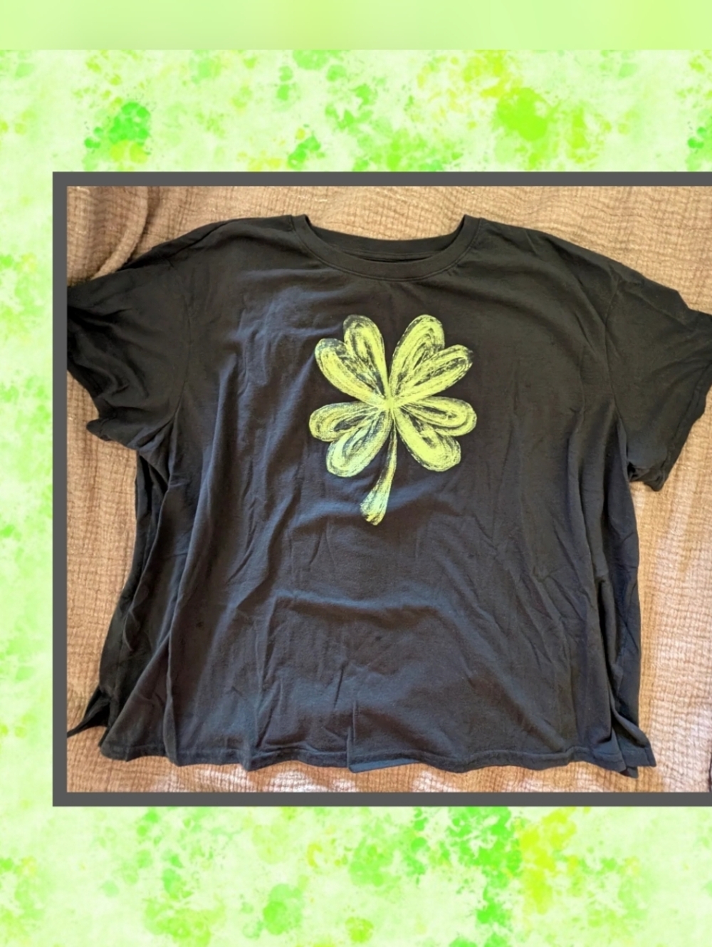 Charcoal And Green Maurices Women's Tee with Clover Graphic